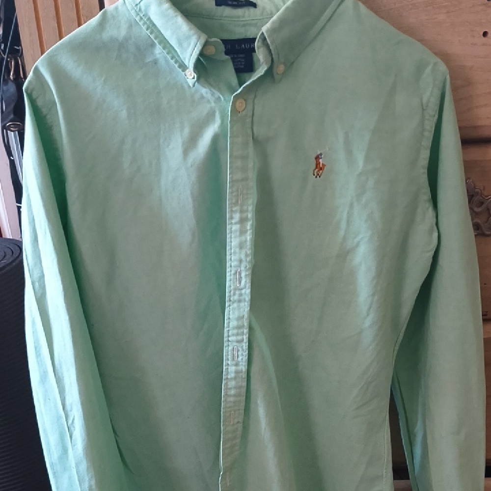 Polo by Ralph Lauren Women's Light Green Slim Fit Button Down Shirt Size 6